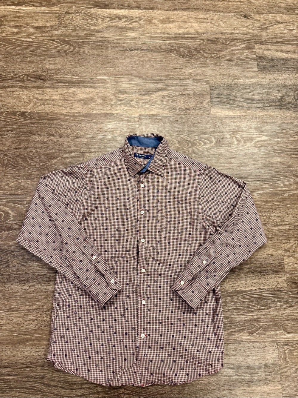 Cremieux Classics Men's Medium 100% Cotton Print Button Down Dress Shirt
